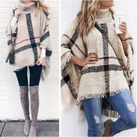 Kala Vella Sweaters - LAST 1️⃣ | HOST PICK | Plaid Turtleneck Poncho